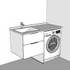 Meuble lave-linge en angle à droite 124 cm