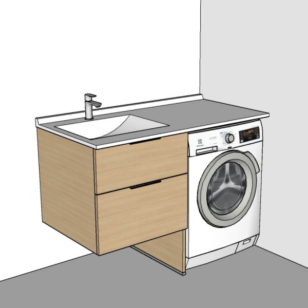 Meuble lave-linge en angle à droite 124 cm