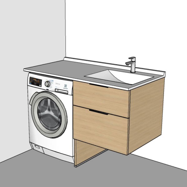 Meuble lave-linge en angle à gauche 124 cm