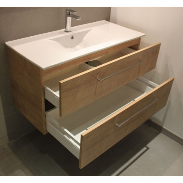 Meuble salle de bain 2 grands tiroirs imitation bois , Atlantic Bain