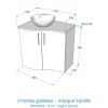 Meuble Bora Bora 70 cm. Angle à gauche