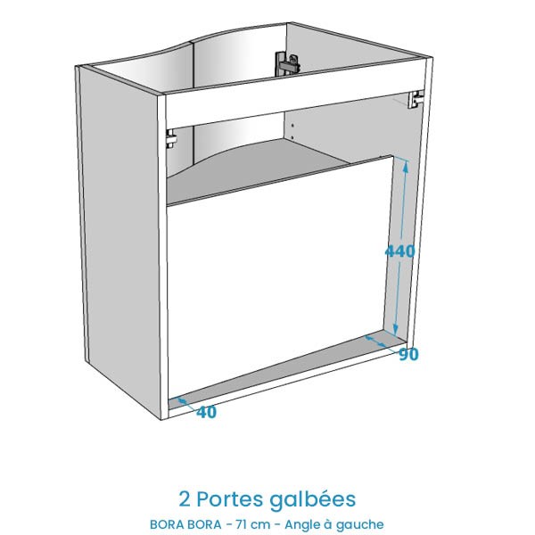 Meuble Bora Bora 70 cm. Angle à gauche