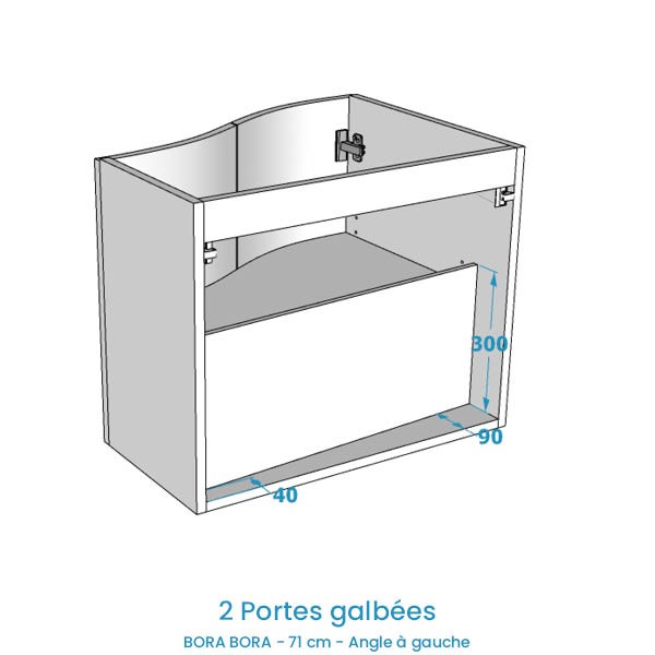 Meuble Bora Bora 70 cm. Angle à gauche