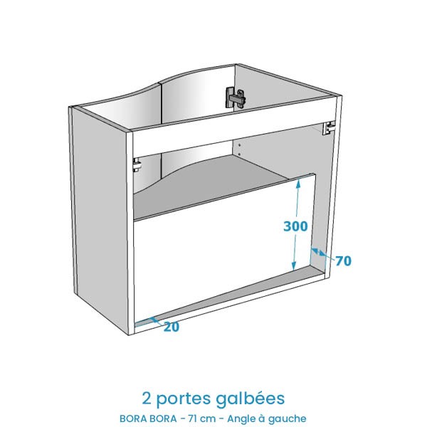 Meuble Bora Bora 70 cm. Angle à gauche