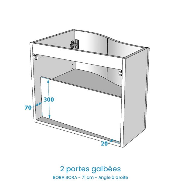 Meuble Bora Bora 70 cm. Angle à droite