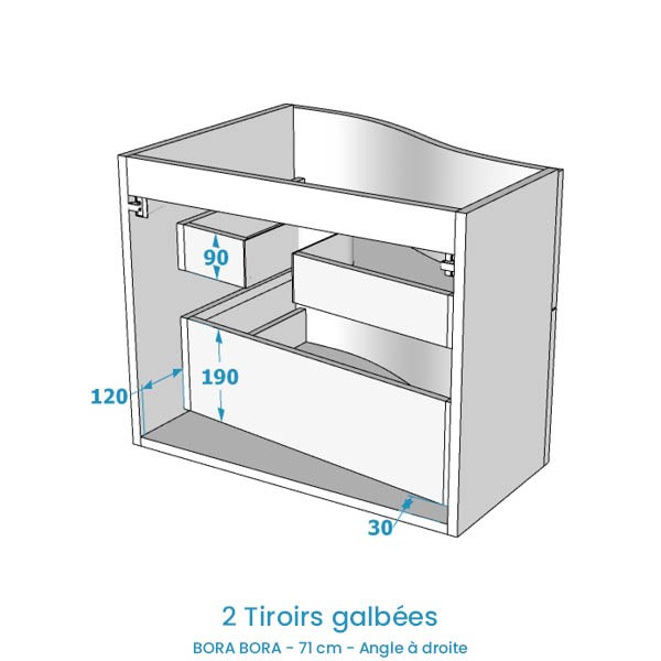 Meuble Bora Bora 70 cm. Angle à droite